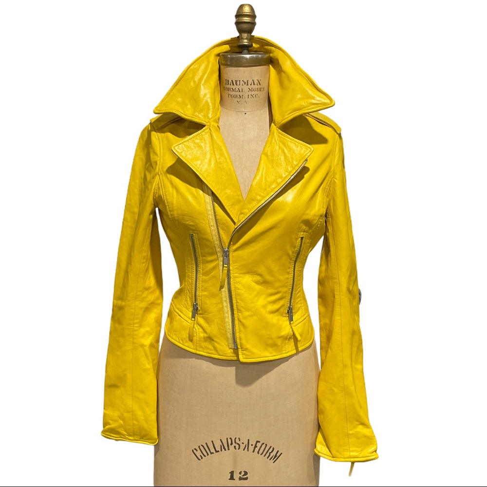 True Religion Motorcycle Yellow Leather Jacket